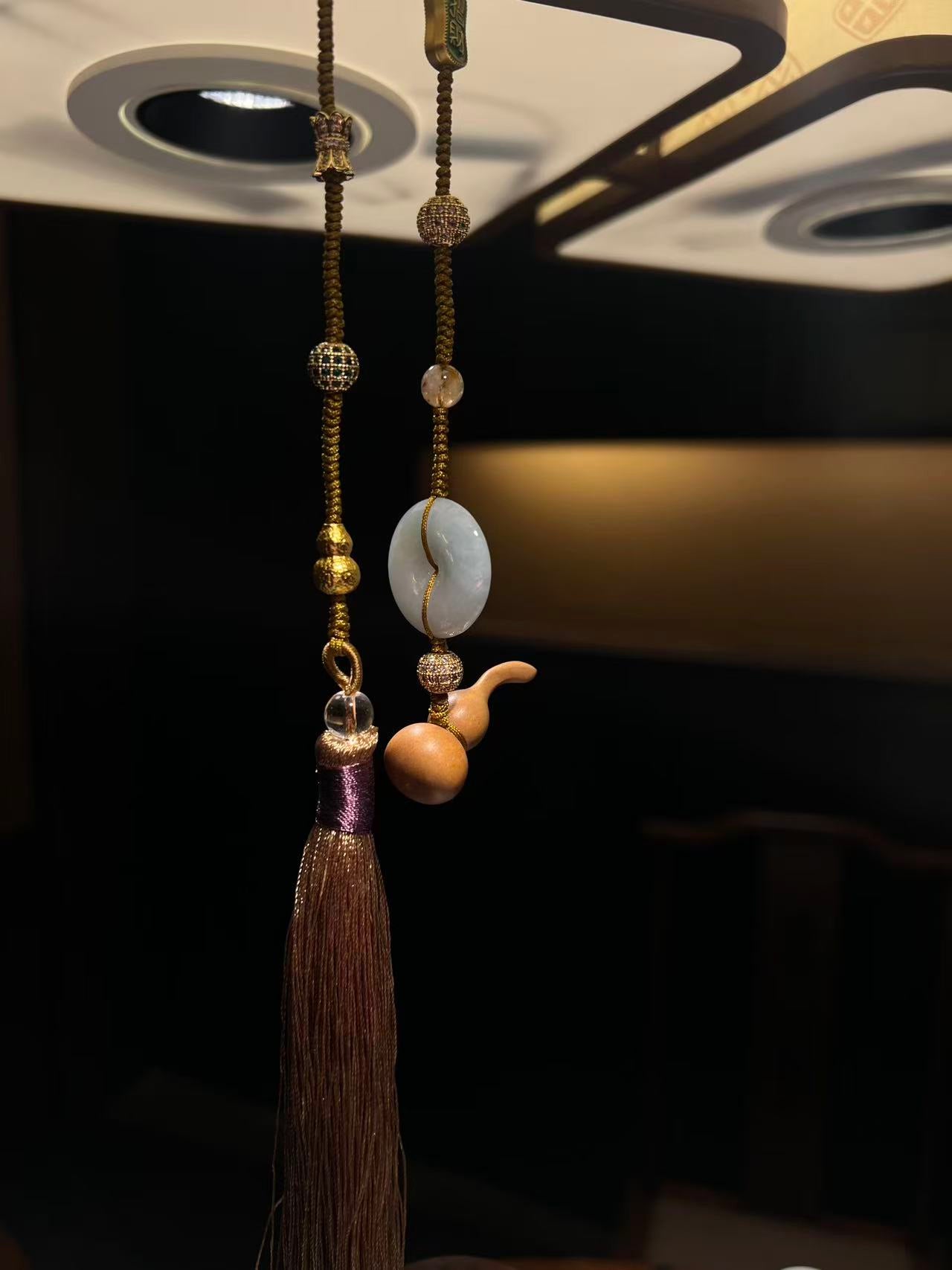 Fanghua Series – Blessings & Prosperity / Harvest Peace / Purple Lock Blessing – New Chinese Style Jade Pendant Set for Car Decoration